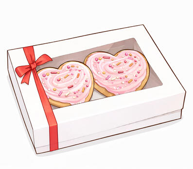 Jumbo Sweetheart Cookie Gift Set Two deliciously pink jumbo sugar cookies, packaged in a darling window box and tied with a bow. $10.00 Order Now
